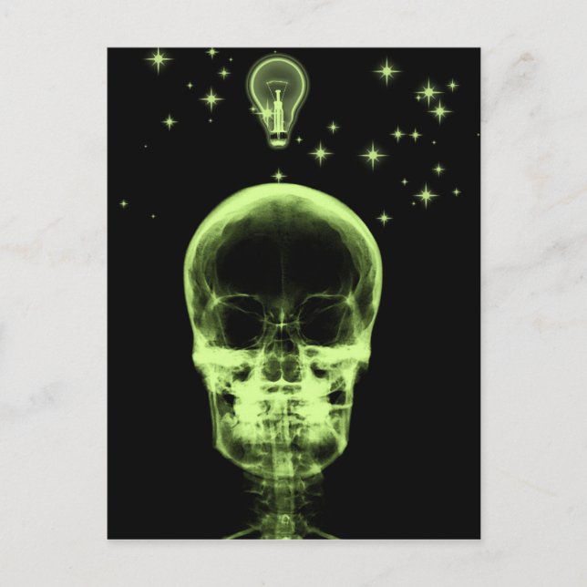 Carte Postale Lumineuse Idée X-Ray Squelette - Lime Green (Devant)