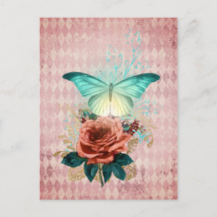 Carte Postale Luna Moth Bouquet Collage