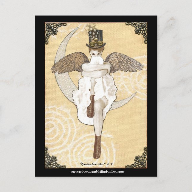 Carte postale lunaire de Steampunk (Devant)