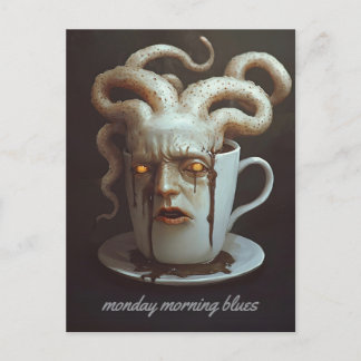 Carte Postale Lundi matin blues niveau caféine avertissement 4