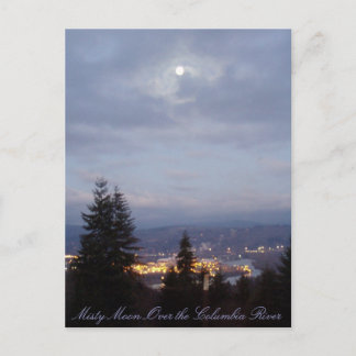Carte Postale Lune agitée au-dessus de la rivière Columbia