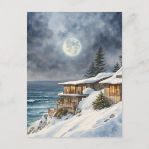 Carte Postale Lune au-dessus de Big Sur en hiver