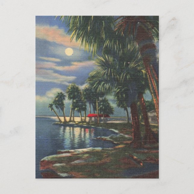 Carte Postale Lune au-dessus des eaux tropicales de Floride (Devant)