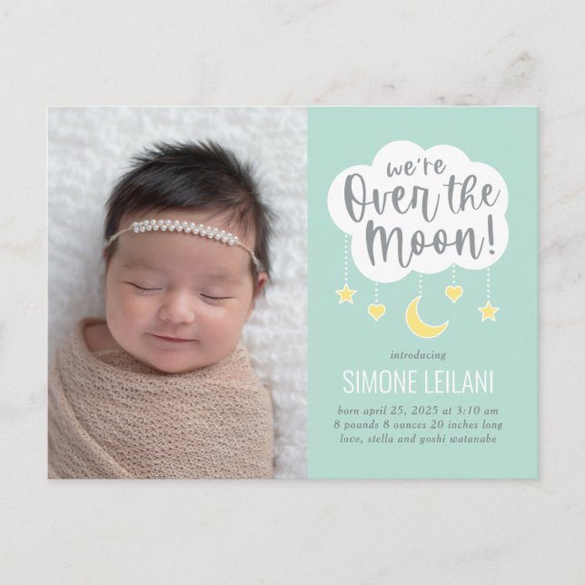 Carte Postale Lune Baby Faire-part de naissance (Devant)