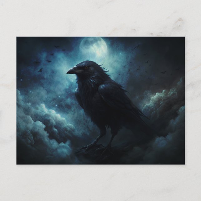Carte Postale Lune Crows Halloween (Devant)