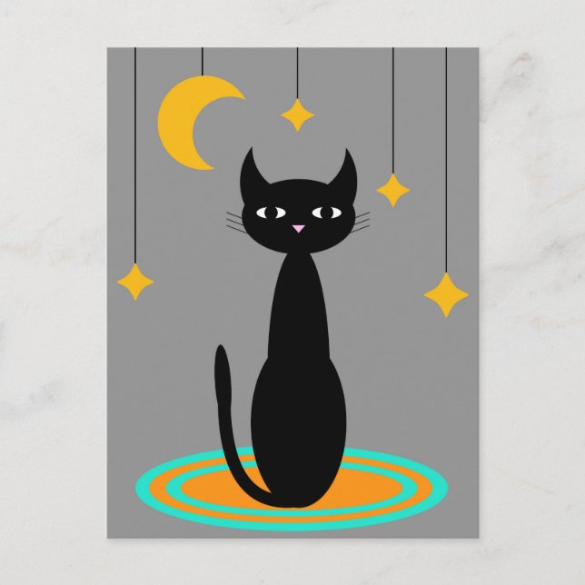 Carte Postale Lune de chat noir (Devant)