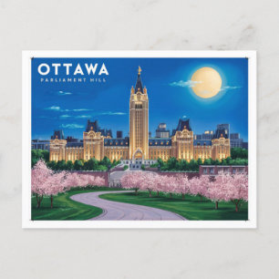 Carte Postale Lune de la colline du Parlement d'Ottawa