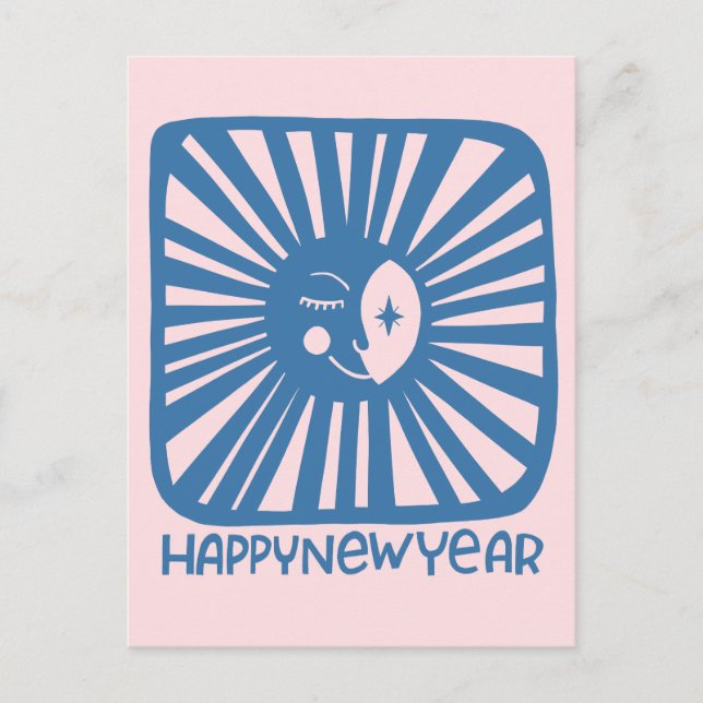 Carte Postale Lune de Teinte Joyeuse BONNE ANNÉE Personnalisez-l (Devant)