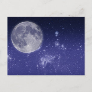 Carte Postale Lune et étoiles brillantes