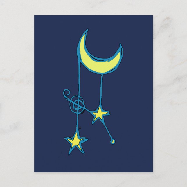 Carte Postale Lune lunaire et étoiles (Devant)