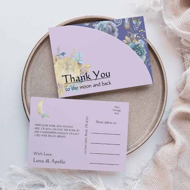 Carte Postale Lune lunaire lunaire Merci pourpre (Créateur téléchargé)