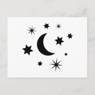 Carte Postale Lune noire et étoiles