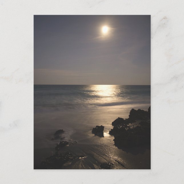 Carte Postale Lune se lève au-dessus de l'océan (Devant)