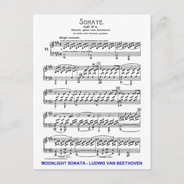Carte Postale Lune-Sonate-Ludwig-Beethoven (Devant)