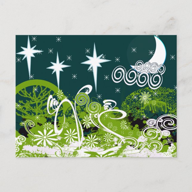 Carte Postale Lune Star Tree Paint Splat (Devant)