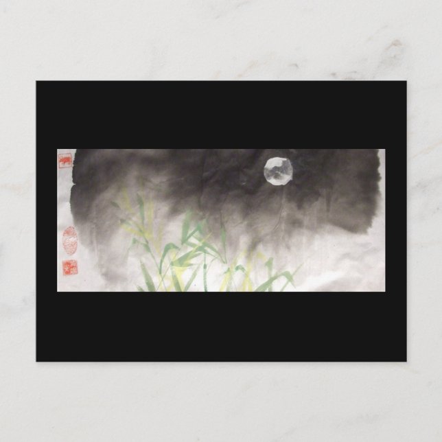 Carte postale Lune sur Grass Black (Devant)