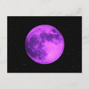 Carte Postale Lune violette -Étoiles spatiales-