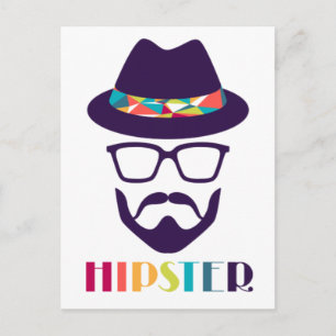 Carte Postale Lunettes de casquette colorées cool Hipster