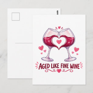 Carte Postale Lunettes de cœur vieilli comme un bon vin