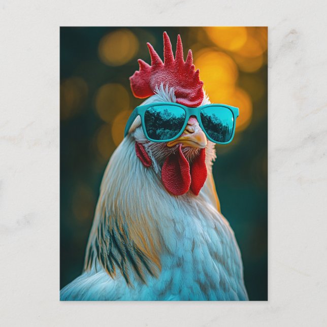 Carte Postale Lunettes de soleil bleu cool (Devant)