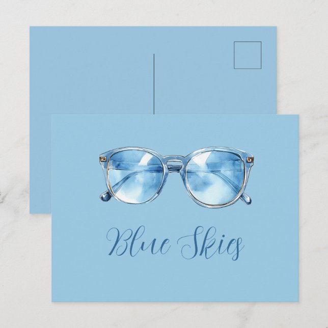 Carte Postale Lunettes de soleil Blue Skies (Devant / Derrière)