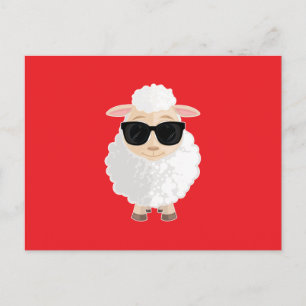 Carte Postale Lunettes de soleil Cool Sheep Bold Rouge Couleur U