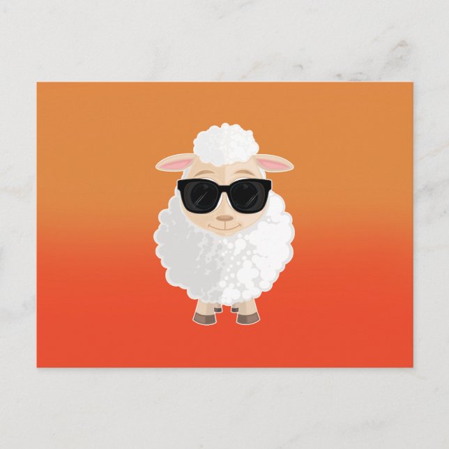 Carte Postale Lunettes de soleil Cool Sheep dégradé orange dessi (Devant)