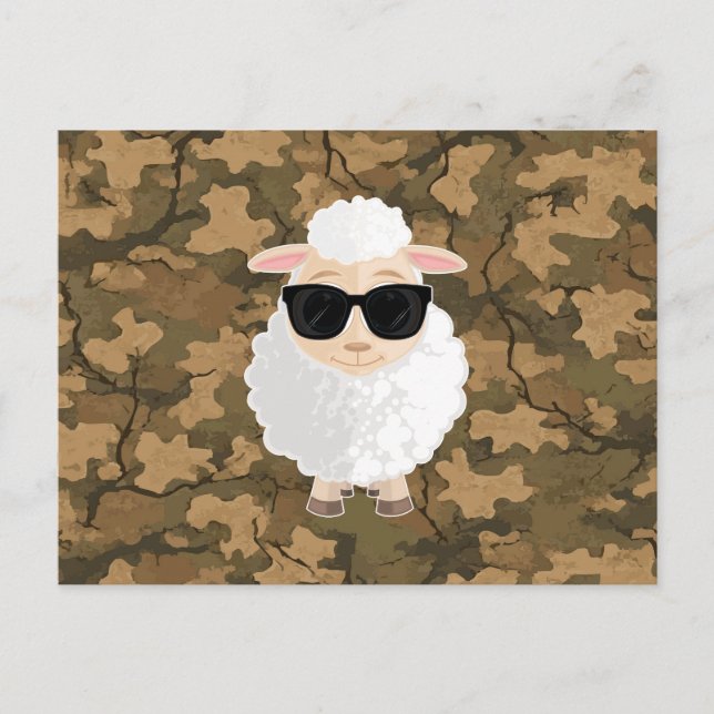 Carte Postale Lunettes de soleil Cool Sheep Feuille Camouflage M (Devant)