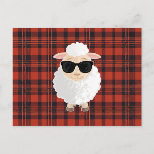 Carte Postale Lunettes de soleil Cool Sheep Orange Plaid Noir Mi