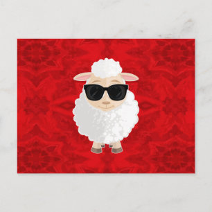 Carte Postale Lunettes de soleil Cool Sheep Rouge Texture Abstra