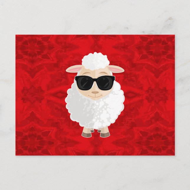 Carte Postale Lunettes de soleil Cool Sheep Rouge Texture Abstra (Devant)
