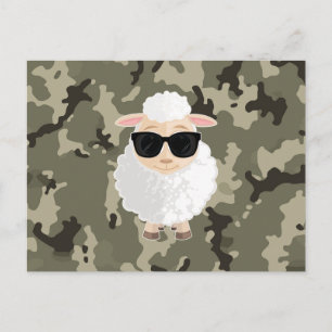 Carte Postale Lunettes de soleil Cool Sheep Vert Camouflage Dess