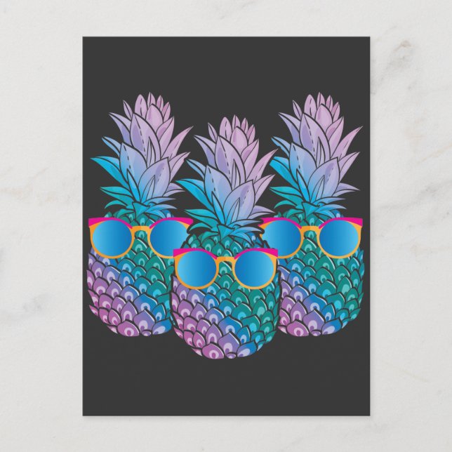 Carte Postale Lunettes de soleil Retro Ananas (Devant)