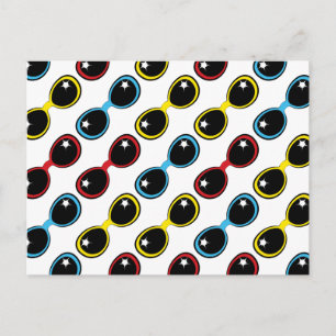 Carte Postale Lunettes de soleil rétro teintes primaires rouge j