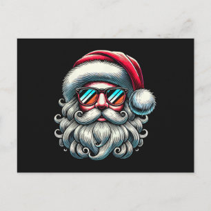 Carte Postale Lunettes de soleil rétro visage du Père Noël Noël