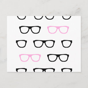 Carte Postale lunettes geek geek rose