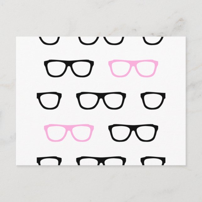 Carte Postale lunettes geek geek rose (Devant)