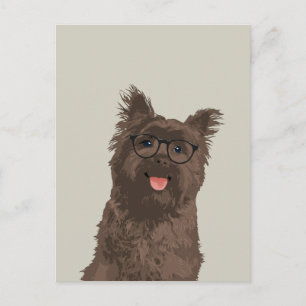 Carte Postale Lunettes noires Hipster Cairn Terrier pour Amoureu