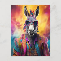 Lunettes roses d'âne, cheveux arc-en-ciel