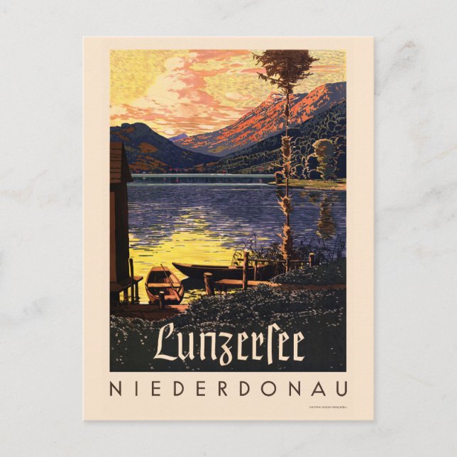 Carte Postale Lunzersee Niederdonau Autriche Poster vintage 1938 (Devant)