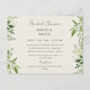 Carte Postale Lush Foliage Crème Baby Shower Bridale