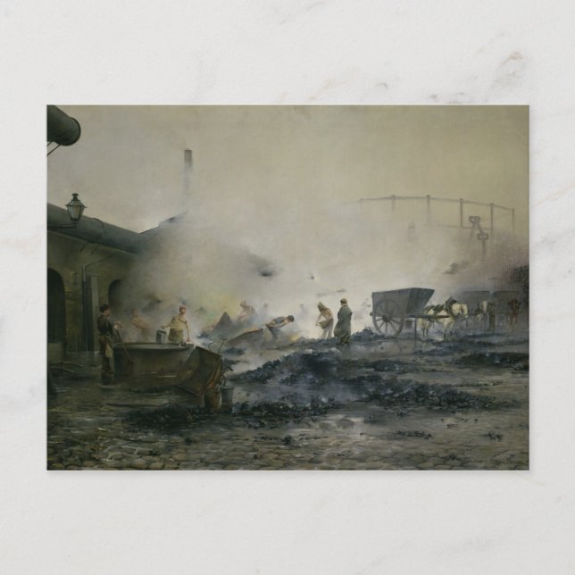 Carte Postale L'usine de gaz de Courcelles, 1884 (Devant)