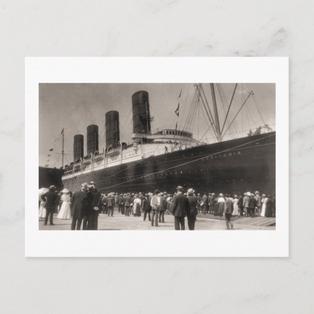 Carte Postale Lusitania arrive New York City 1907 (Devant)