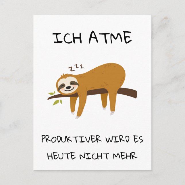 Carte Postale Lustiger Faultier Spruch Geschenk Postkarte (Devant)