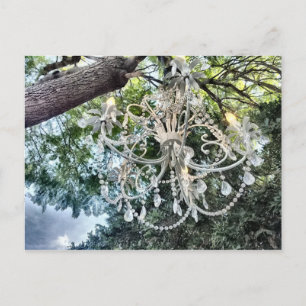 Carte Postale Lustre Chic en cristal blanc