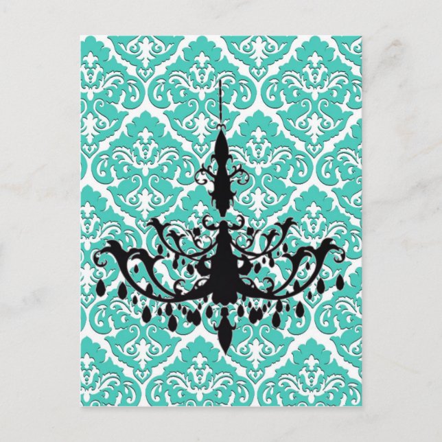 Carte Postale Lustre Silhouette Turquoise Damas (Devant)
