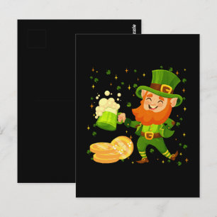 Carte Postale Lutin buvant de la bière St. Patrick's Day