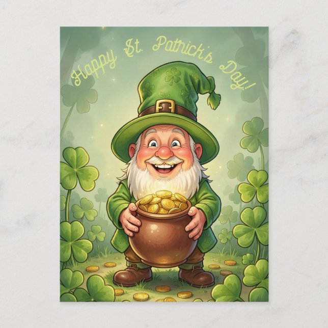 Carte Postale Lutin personnalisé Gnome Joyeuse St. Patrick  (Devant)