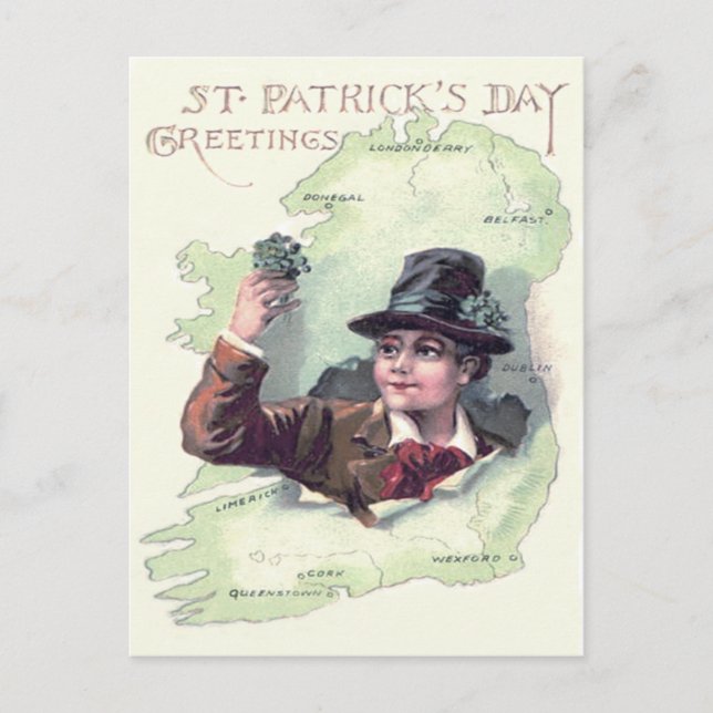 Carte Postale Lutin Trèfle Irlande Île (Devant)