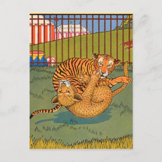 Carte Postale lutte contre le tigre et le léopard (Devant)